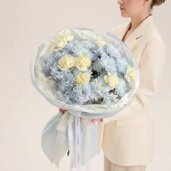 Дуобукет из хризантемы и диантусов купить в Кургане