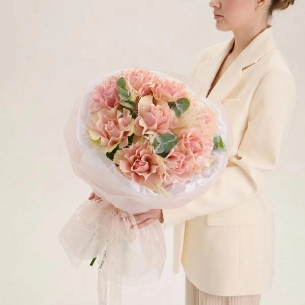 Букет Розоые французские розы, 9 шт купить в Кургане