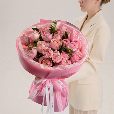 Монобукет из кустовой розы Джульетта, 5 шт